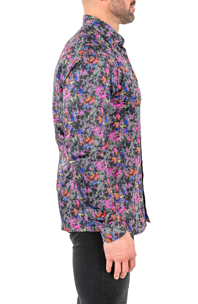 Maceoo Fibonacci Nineties Black Contemporary Fit Button-Up Shirt, Alternate, color, 