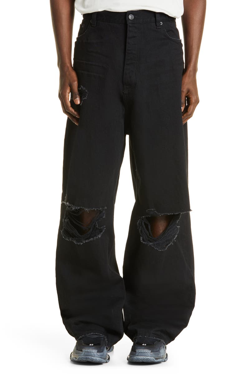 Balenciaga Destroyed Ripped Straight Leg Jeans, Main, color,