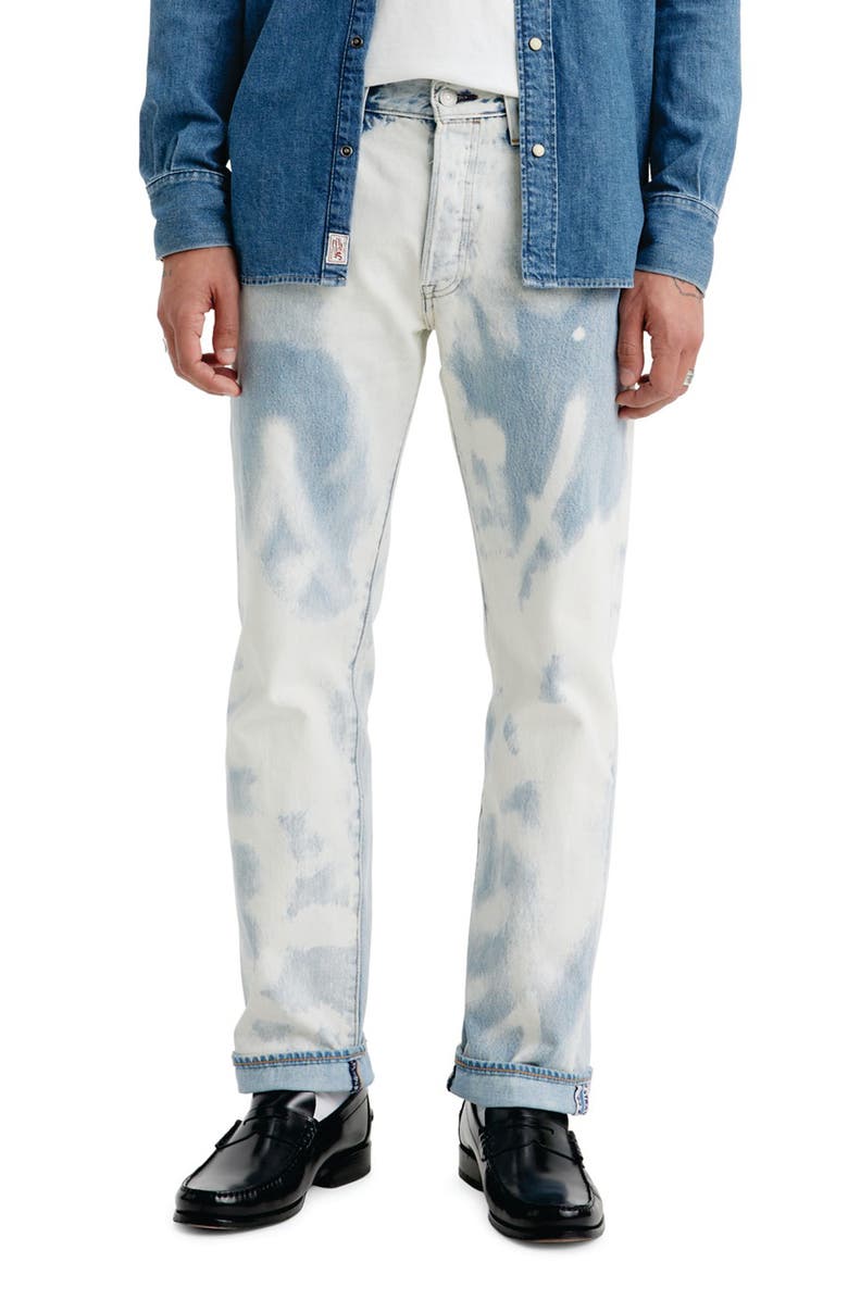 Levi's<sup>®</sup> 501<sup>®</sup> Bleached Original Fit Straight Leg Selvedge Jeans, Main, color,