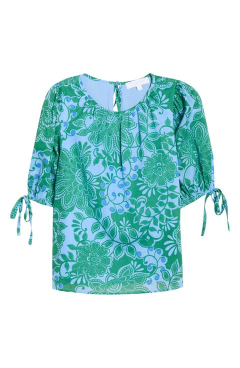Tressa Floral Kareli Puff Sleeve Top