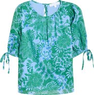 SUGARLIPS Tressa Floral Kareli Puff Sleeve Top