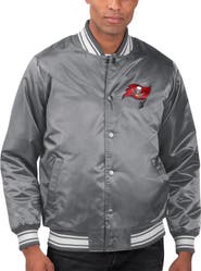STARTER Men's Starter Gray Tampa Bay Buccaneers Locker Room Satin Varsity Full-Snap Jacket