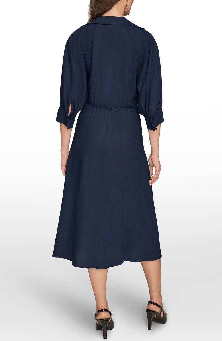 Donna Karan New York Linen Blend Midi Shirtdress, Alternate, color, Nightfall