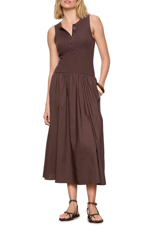 Breakaway Mixed Media Cotton Midi Dress