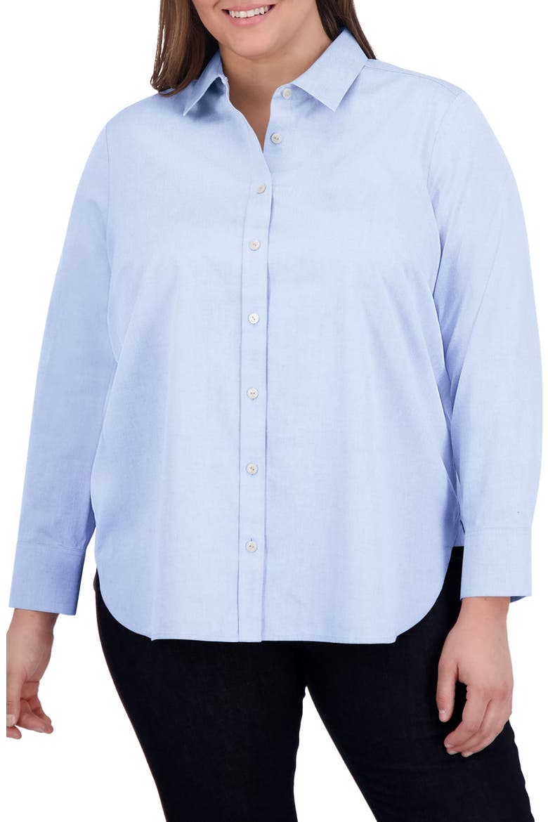 Meghan Non-Iron Cotton Button-Up Shirt, Main, color, BLUE WAVE