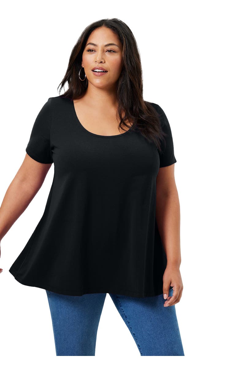 June + Vie Short-Sleeve Swing One + Only Tee, Main, color, Black