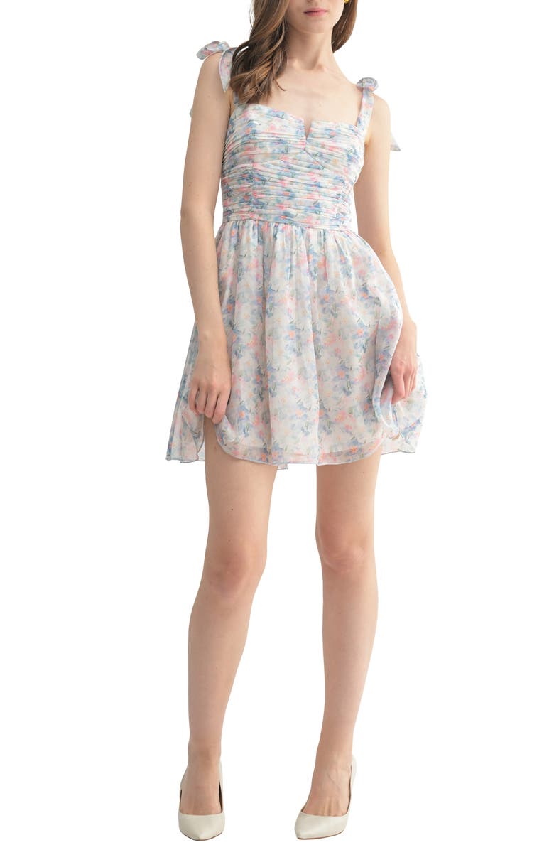 Lush Tie Strap Ruffled Organza Dress, Main, color,