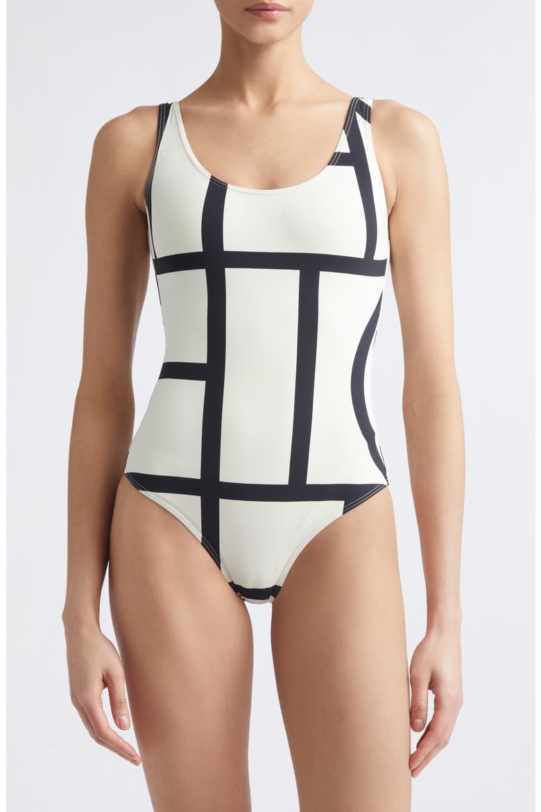 Logo One-Piece Swimsuit, Main, color, TOFU