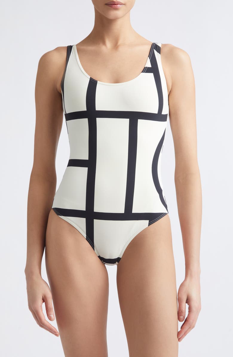 TOTEME Logo One-Piece Swimsuit, Main, color, Tofu