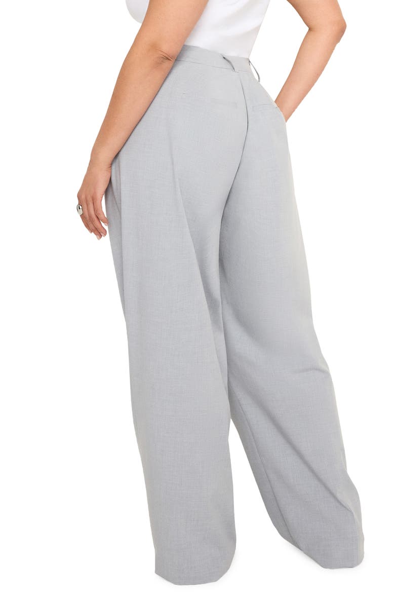 Good American Good '90s Suiting Pleated Wide Leg Pants, Alternate, color, Heather Grey001