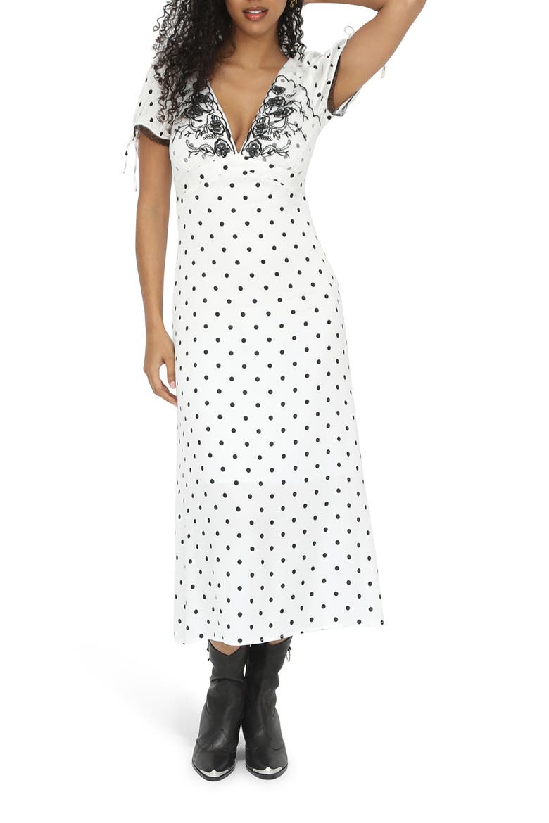 You and I Polka Dot Midi Dress, Alternate, color, BLACK/ WHITE