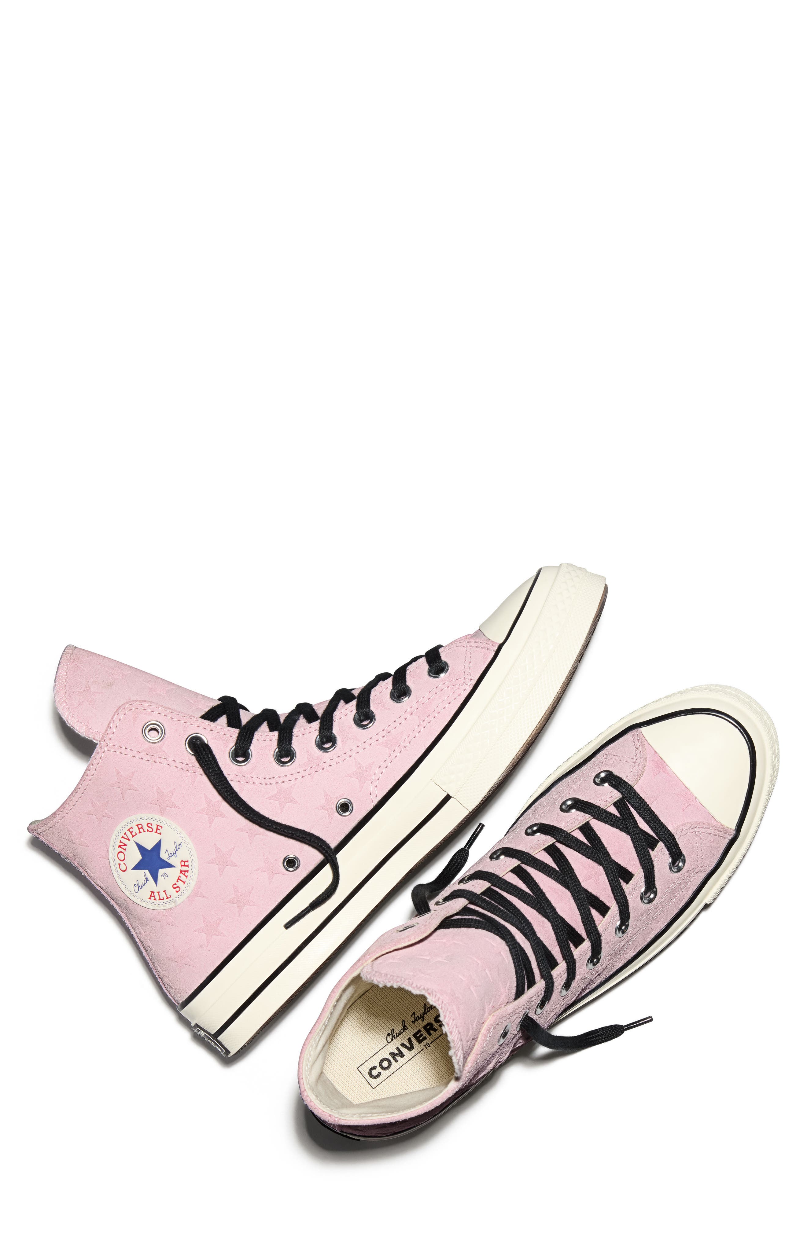 Converse Gender Inclusive Chuck 70 Stars Suede High Top Sneaker, Alternate, color, New Found Bloom/ Egret/ Black