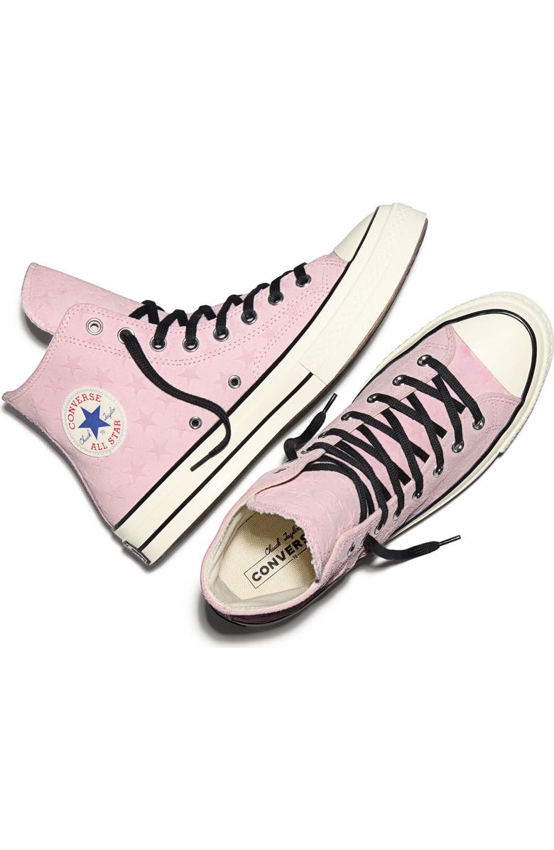 Converse Gender Inclusive Chuck 70 Stars Suede High Top Sneaker, Alternate, color, New Found Bloom/ Egret/ Black
