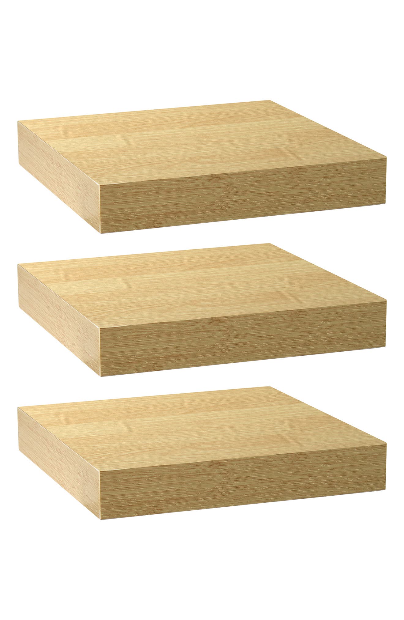 SORBUS Floating Shelves - Maple Wood - Set of 3