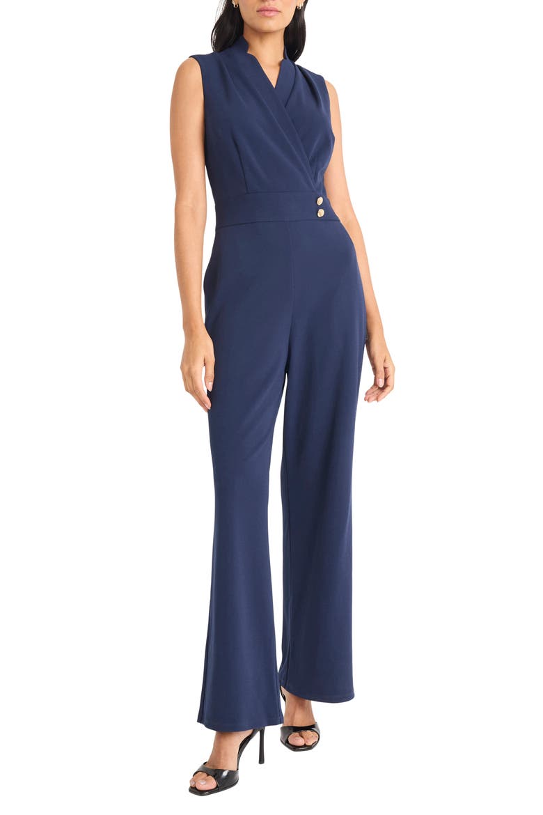 Notch Collar Sleeveless Jumpsuit, Main, color, NAVY BLAZER