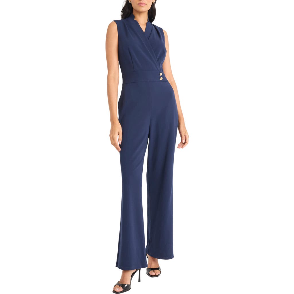 Maggy London Notch Collar Sleeveless Jumpsuit In Blue