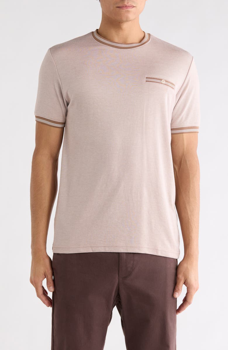 DENIM AND FLOWER Tipped Crewneck T-Shirt, Main, color, Beige