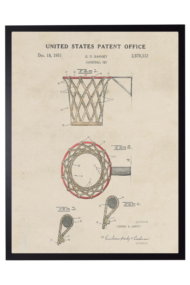 Basketball Net Patent in Black Frame, Main, color, No Color