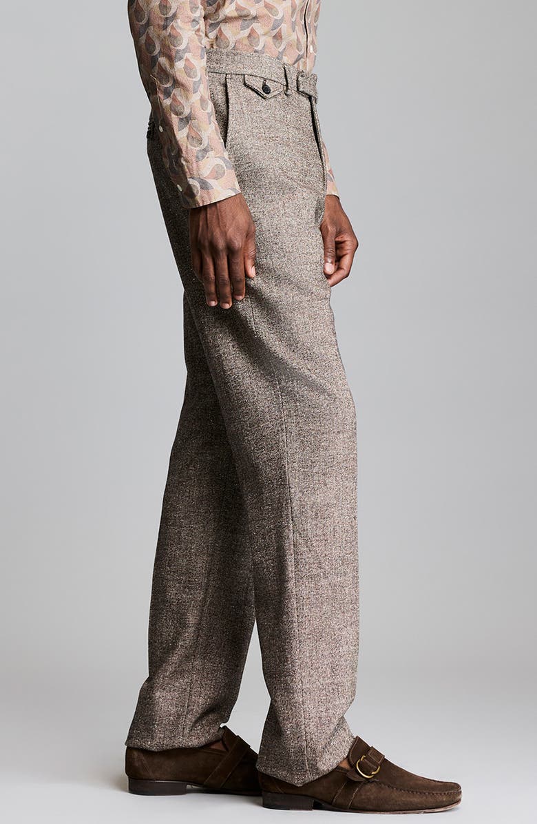 Billy Reid Flat Front Wool Blend Dress Pants, Alternate, color, Brown Multi