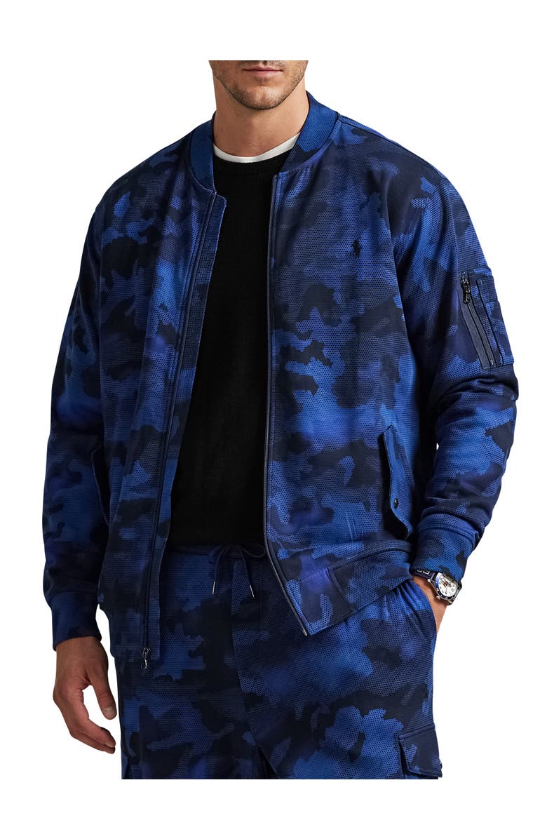 Polo Ralph Lauren Big & Tall Double Knit Zip-Front Tech Sweatshirt, Main, color, Spy Camo