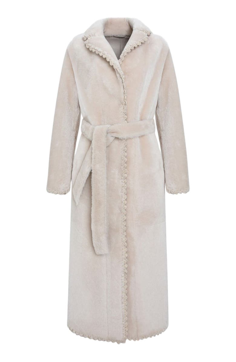 GORSKI Reversible Shearling Lamb Long Coat, Alternate, color, Cream/Cream