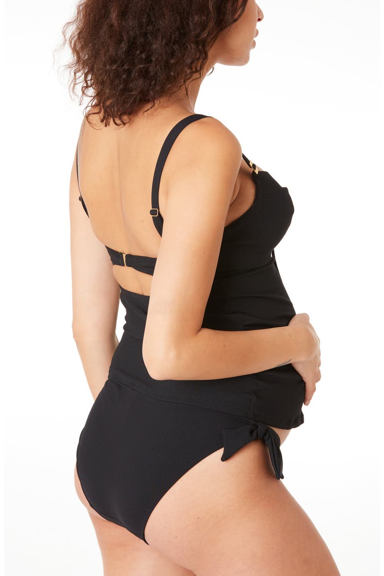 Porto Vecchio Maternity Tankini Swimsuit, Alternate, color, BLACK