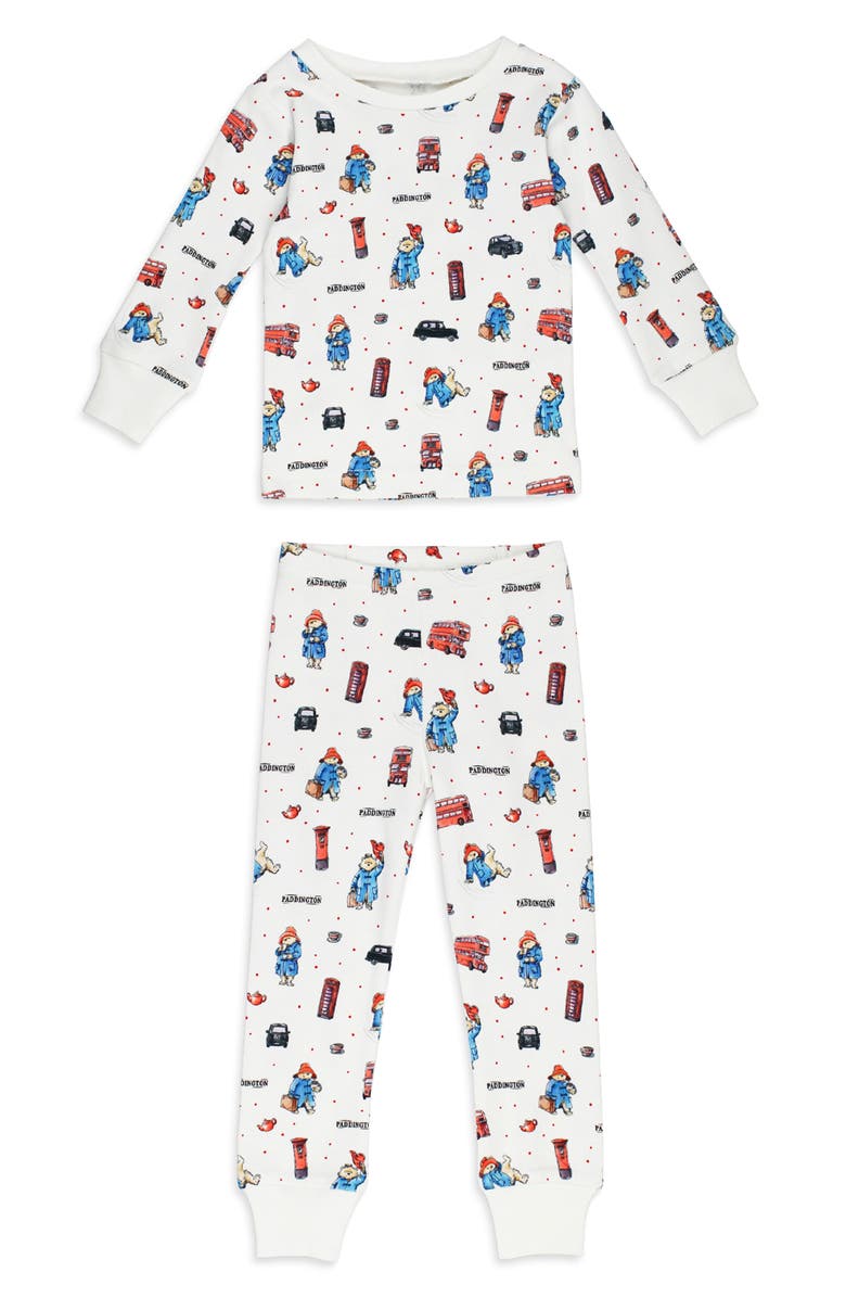 L'ovedbaby x Paddington Bear<sup>™</sup> Fitted Organic Cotton Two-Piece Pajamas, Main, color, London Paddington