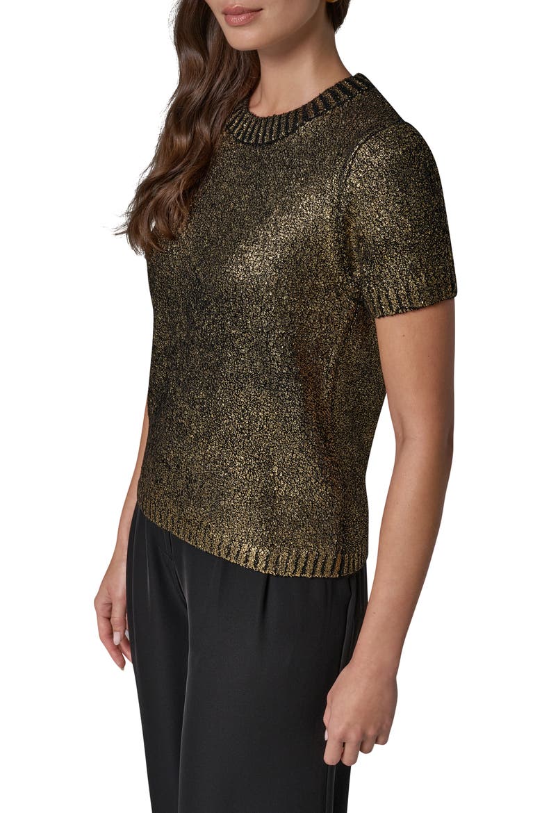 Foil Boucle Sweater, Alternate, color, BLACK/ GOLD