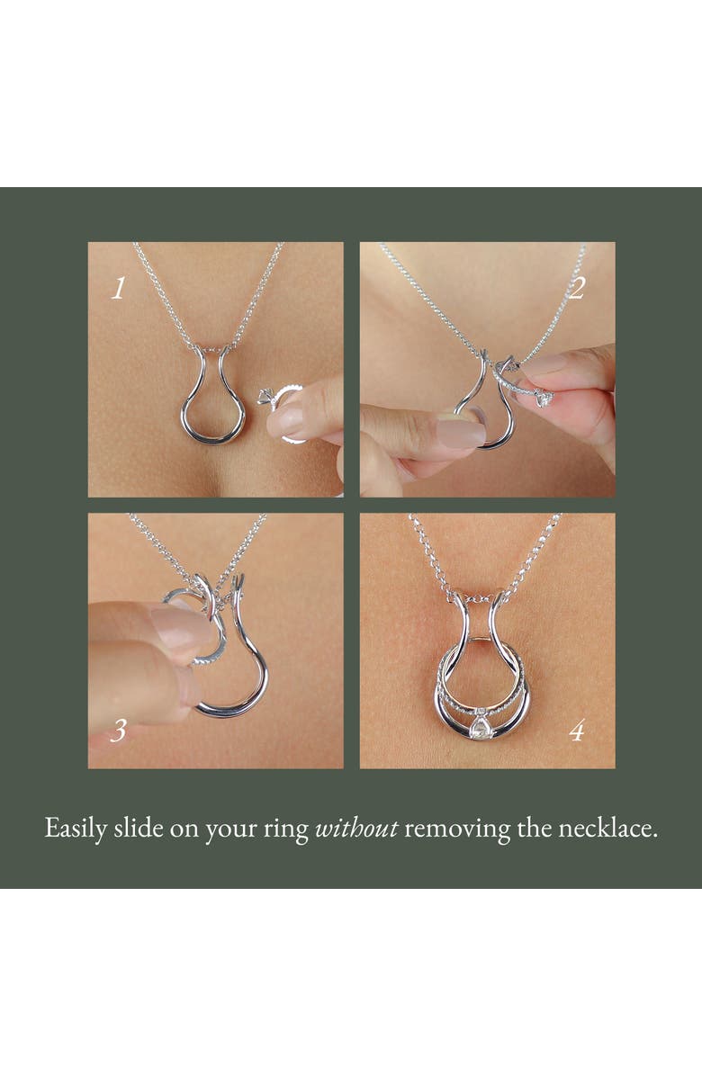 Emily C Drop Ring Holder Necklace, Sterling Silver Wedding Ring Keeper, Necklace Jewelry, Gender Inclusive, Alternate, color, Silver