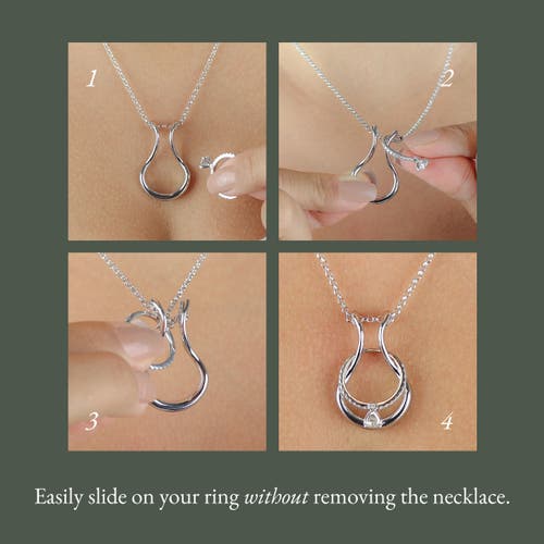 Emily C Drop Ring Holder Necklace, Sterling Silver Wedding Ring Keeper, Necklace Jewelry, Gender Inc In Silver