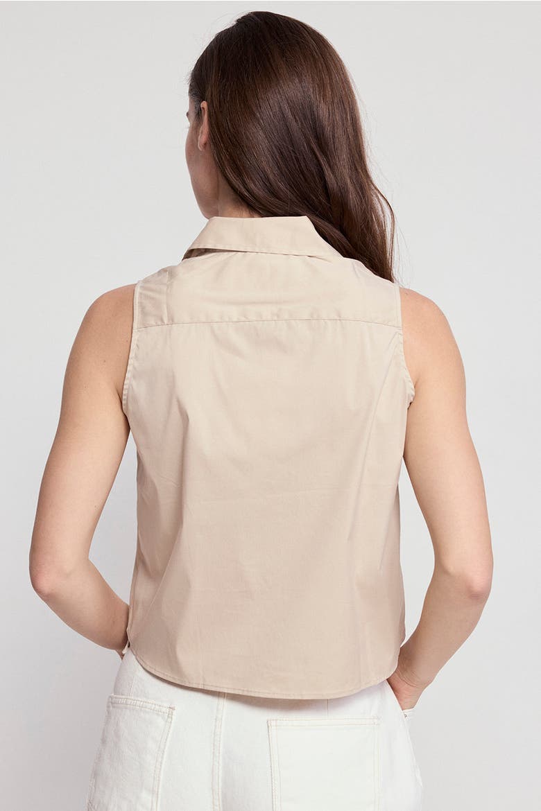 The Boxy Cropped Sleeveless Shirt, Alternate, color, Taupe
