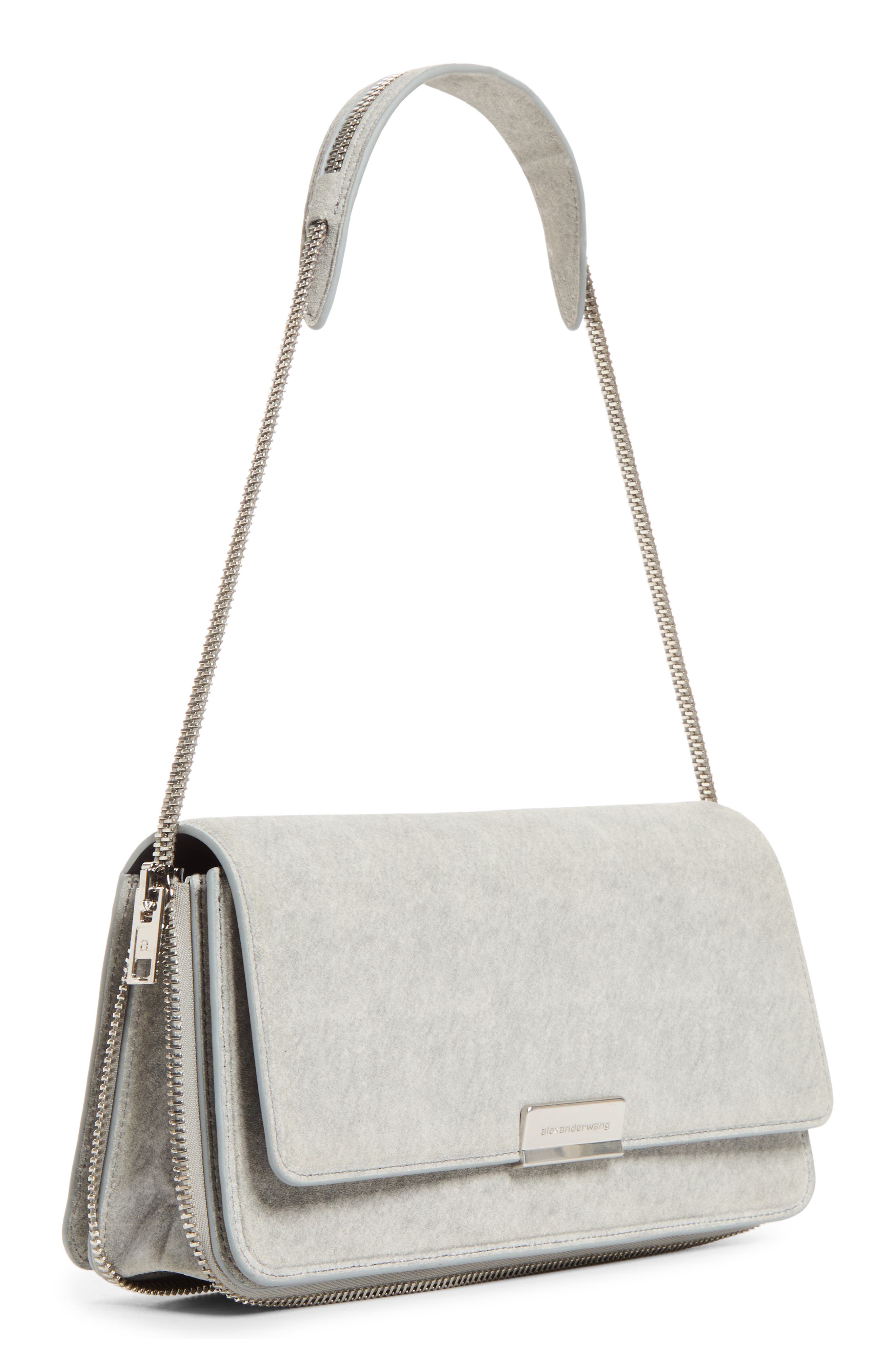 Medium Siren Leather Shoulder Bag, Alternate, color, HEATHER GREY