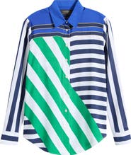 Lauren Ralph Lauren Mixed Stripe Button-Up Blouse