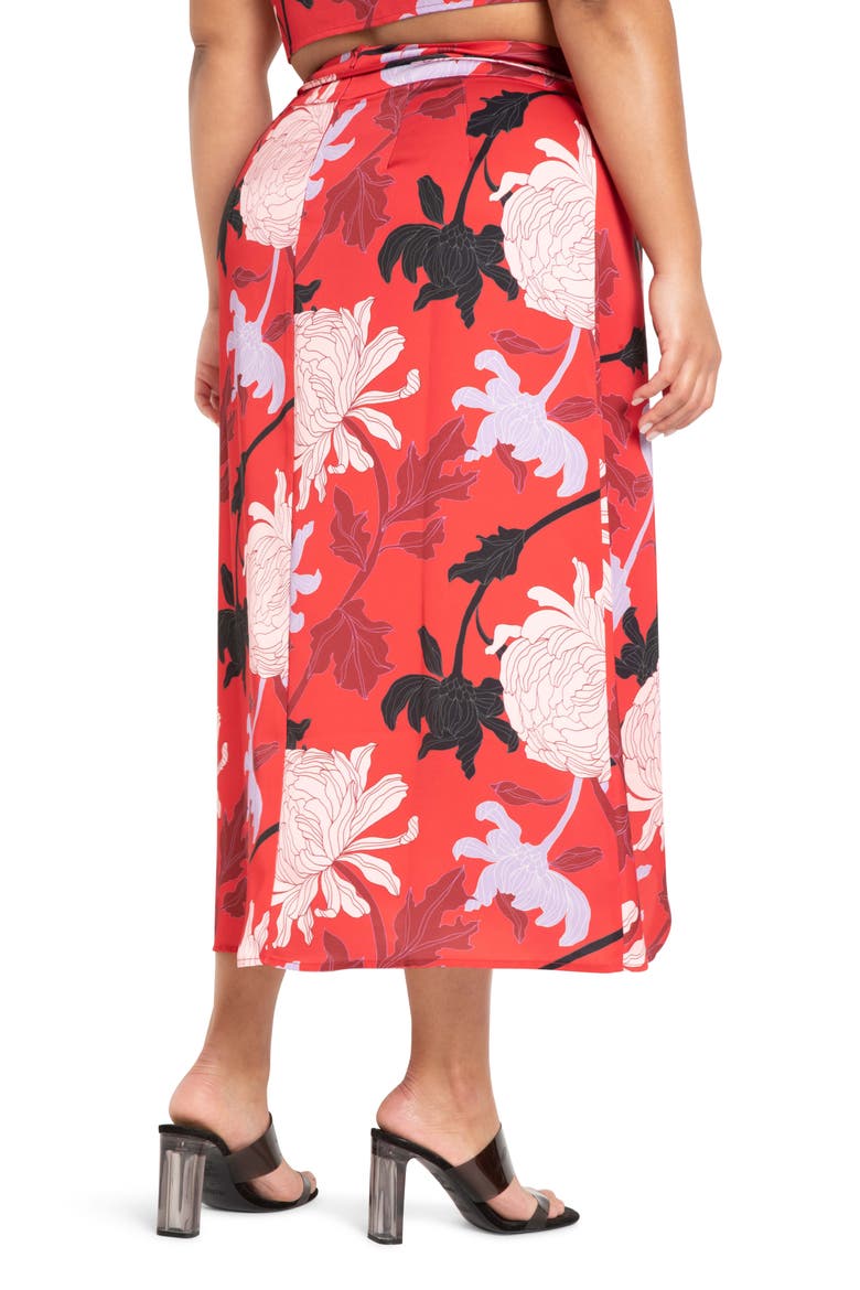 Floral Wrap Front Satin Skirt, Alternate, color, FLORAL