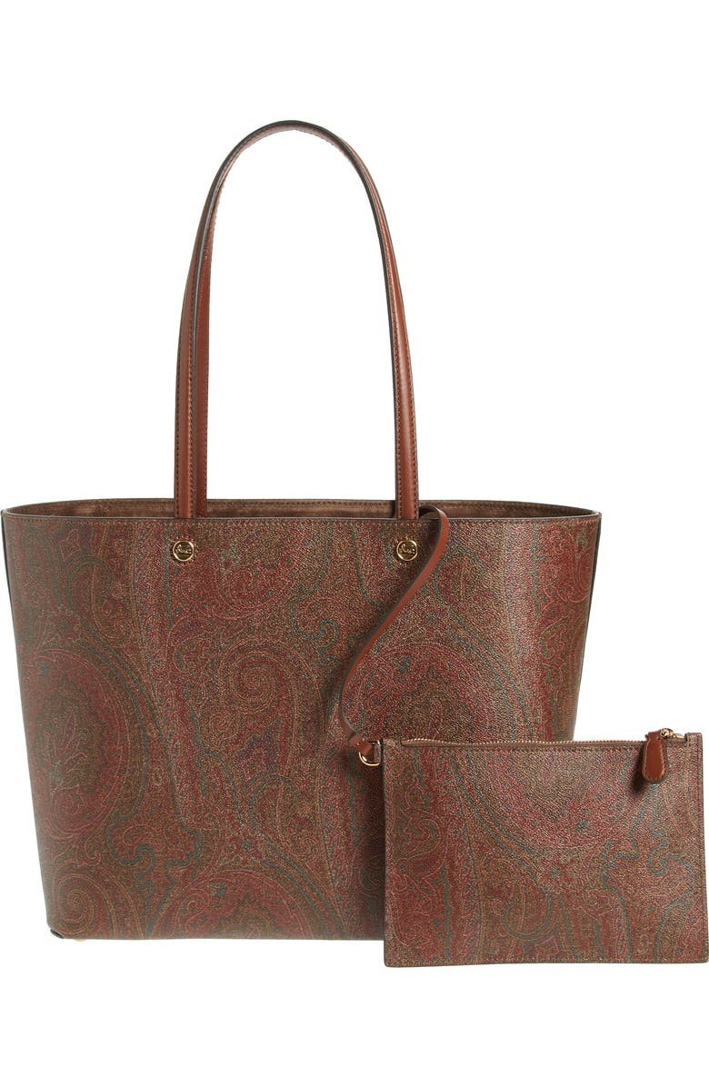 Etro Large Paisley Essential Shopper, Alternate, color, Brown/ Red