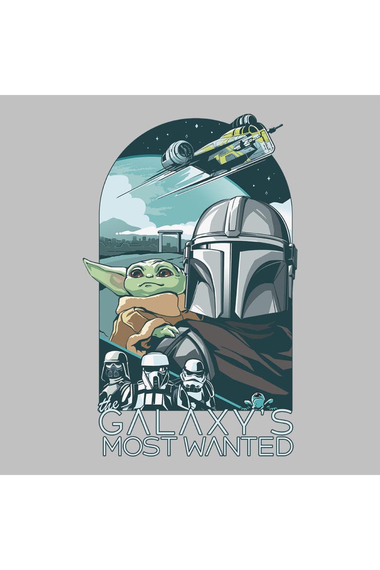 Women's Star Wars The Mandalorian and Grogu Galaxy's Most Wanted Comic Art  Graphic T-Shirt, Alternate, color, Athletic Heather