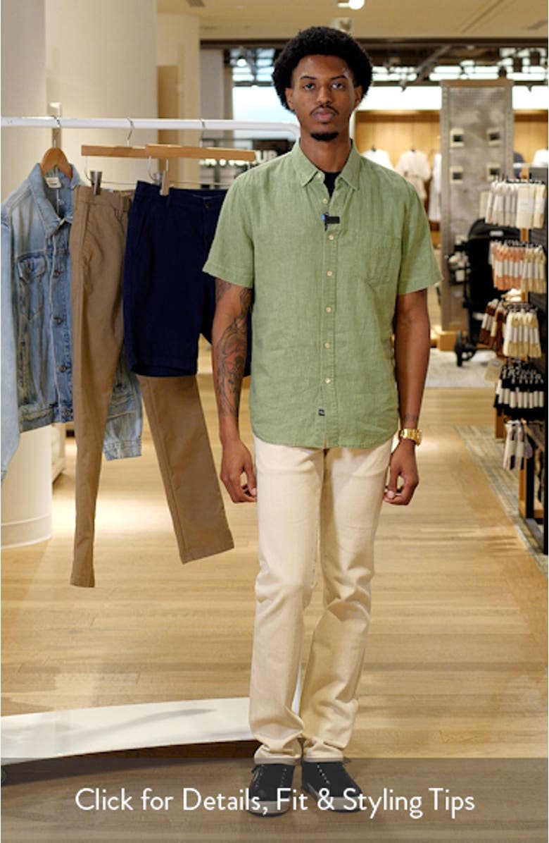 Paros Short Sleeve Linen Blend Button-Up Shirt, sales video thumbnail