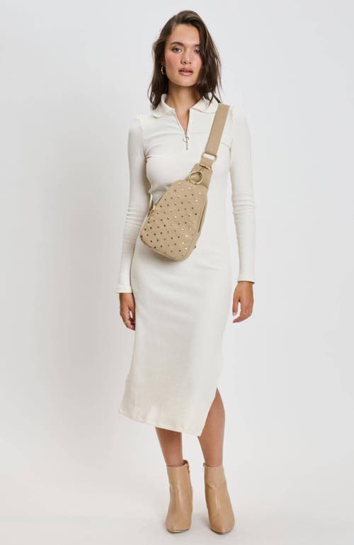 Moda Luxe Regina Studded Sling Backpack In Natural