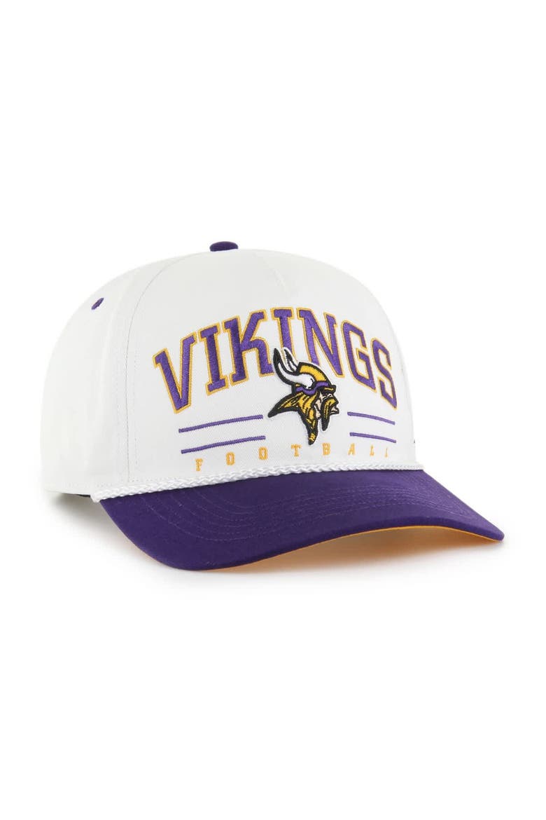 Men's '47 White/Purple Minnesota Vikings Roscoe Two-Toned Hitch Adjustable Hat, Alternate, color, White