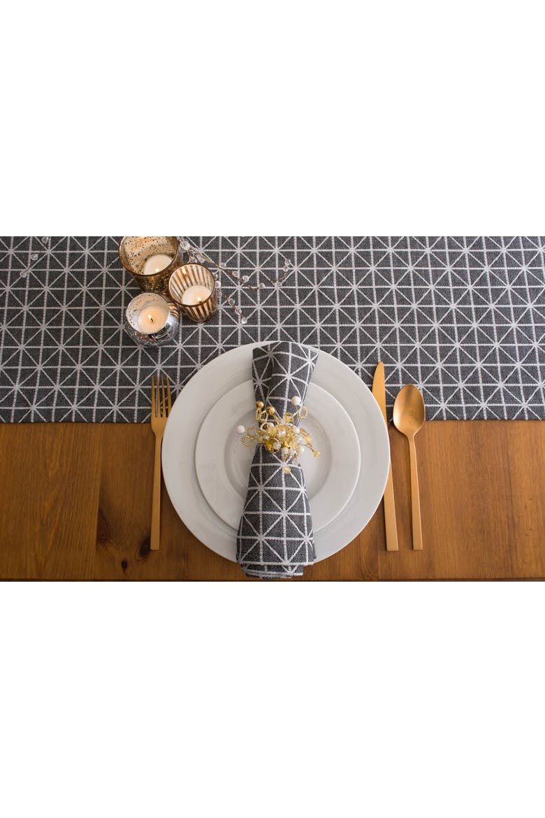 Black/White Triangle Table Runner 14X108, Alternate, color, Black/White