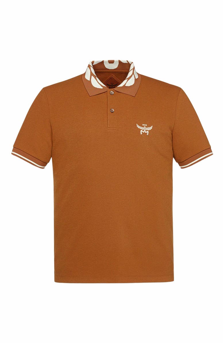 MCM Laurel Piqué Polo, Alternate, color, Cognac