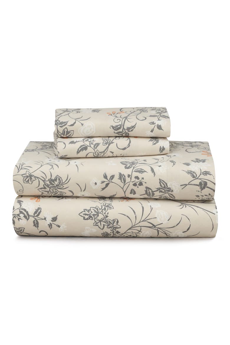 Katy Floral Cotton Flannel Sheet Set, Main, color, NATURAL