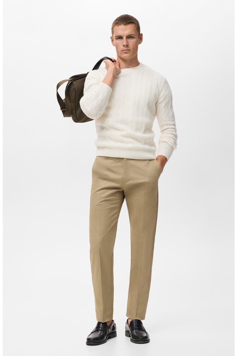 Slim Fit Stretch Cotton Twill Pants, Alternate, color, BEIGE