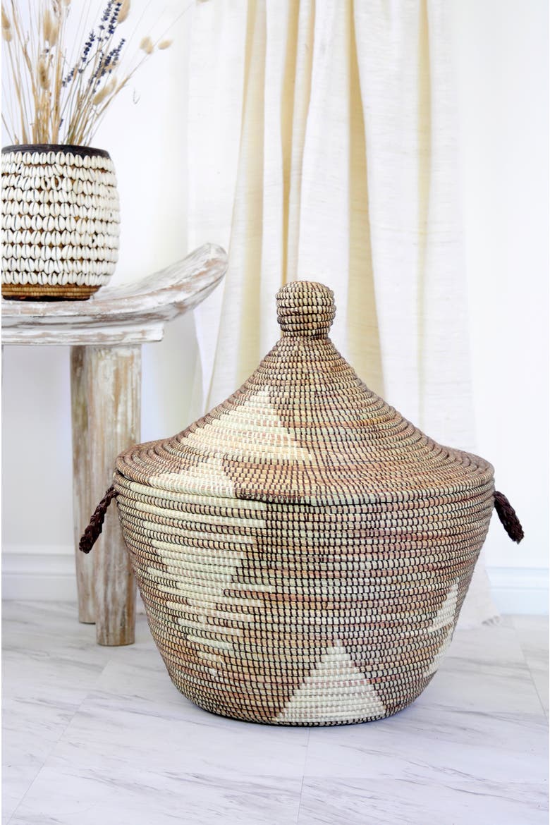 Brown and Cream Tribal Design Basket, Alternate, color, Brown and Cream