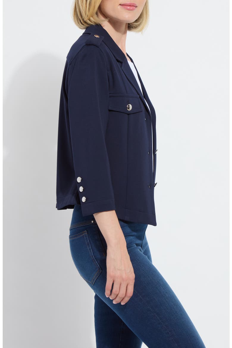 Veronica Crop Ponte Blazer, Alternate, color, TRUE NAVY