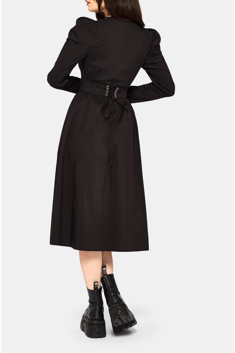 Morag Button Up Cotton Midi Dress, Alternate, color, Black