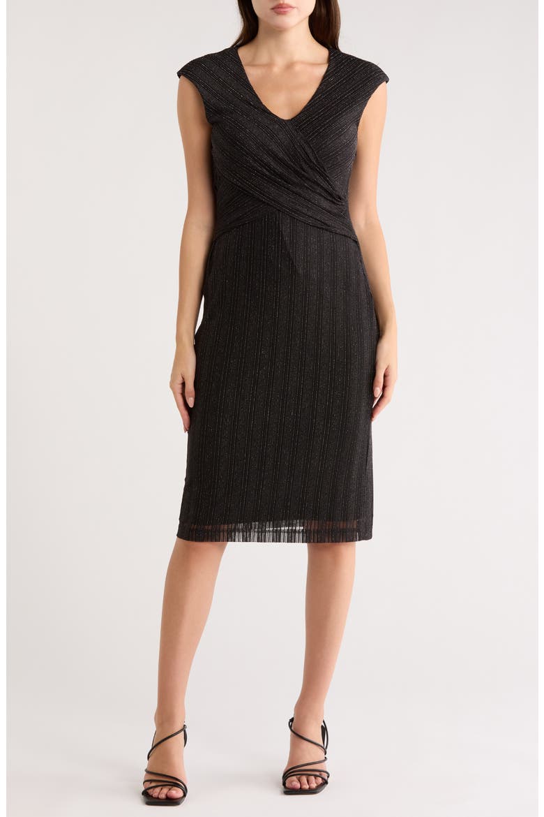 Lurex Mesh Midi Dress, Main, color, BLACK