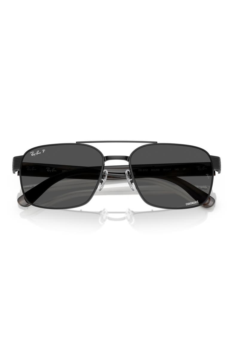 Chromance 58mm Polarized Square Sunglasses, Alternate, color, BLACK