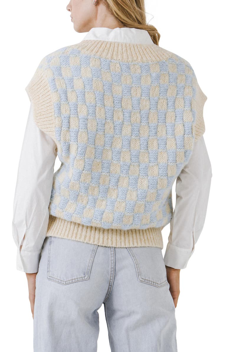 English Factory Check Sweater Vest, Alternate, color,