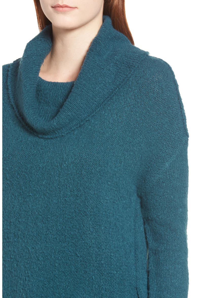 Tunic Sweater, Alternate, color, TEAL CORAL